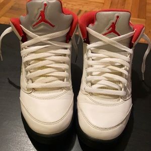 White black red Jordan 5s